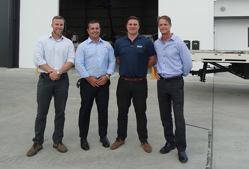 Below left to right: Stuart Bennett, Owner of AAH; Pat Italiano, CEO of AAH; Mike Podziewski, Genie Northern NSW Regional Manager, Terex AWP; Brad Lawrence, Genie General Manager, Terex AWP.